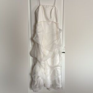DaVinci Ivory Satin Strapless Dress with Beaded Waist wedding gown 
Not altered